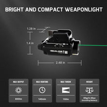 OLIGHT Baldr S 800 Lumens Compact Rail Mount Weaponlight with Green Beam and White LED Combo, Magnetic USB Rechargeable Tactical Flashlight with 1913 or GL Rail, Battery Included (Flat Dark Earth)