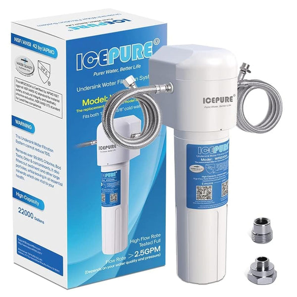 ICEPURE Under Sink Water Filter System, 3 Years or 22000 Gallons Ultra High Life NSF/ANSI 42 Certified, Removes Heavy Metals,Chlorine,Direct Connect Under Counter Drinking Water System, USA Tech