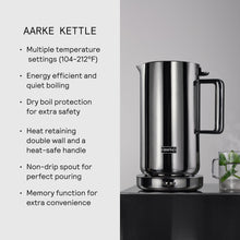 Aarke Kettle | Stainless Steel Hot Water Kettle | 360° Swivel Base | 1.2L / 5 Cups - Steel