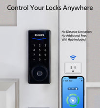 Philips Wi-Fi Smart Door Lock, Keyless Entry Door Lock with App Control,Fingerprint ID,Auto Lock,Keypad Deadbolt with Wi-Fi Bridge Adaptor,Smart Locks for Front Door-Matte Black