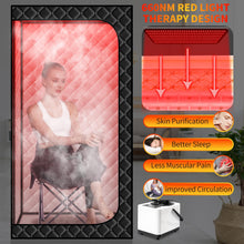 Portable Steam Sauna Box with Infrared Red Light for Home Relaxation, 660nm Red Light Therapy Lamp Personal Full Body Sauna Spa Tent with 3.0L 1100W Steamer, Remote Control, Folding Chair Indoor Use