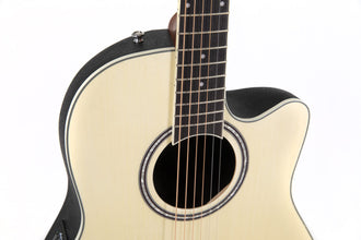 Applause Traditional AB24-4S Mid Cutaway Electric Acoustic Guitar (selected spruce top, mid-depth Lyrachord body, incl. 3-band EQ and tuner, scale length: 643 mm, nut width: 42.8 mm), Natural Satin