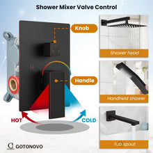 gotonovo Shower System Set with Tub Spout 3 Function Wall Mounted Shower Faucet Combo Rainfall Shower Head and Handheld Spray Rough-in Valve Shower Trim Kit 12 Inch Oil Rubbed Bronze