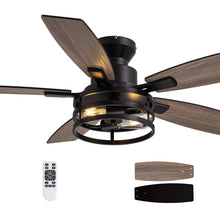 Tinkoso 46 Inch Ceiling Fans with Lights and Remote Control, Flush Mount Black Ceiling Fan with Light, Industrial Retro Style, Indoor for Bedroom Living Room 8837X