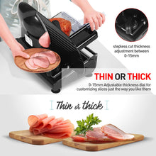 Meat Slicer, Techwood 200W Electric Food Slicer with Removable 9” Stainless Steel Blade, Deli Fruit Vegetable Cutter with Adjustable Knob for Thickness, Food Carriage & Non-Slip Feet, Double Blade