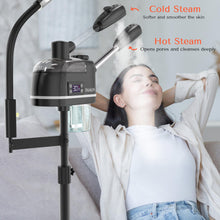 TASALON New Upgrade 3 in 1 Professional Facial Steamer on Wheels - with 5X Magnifying Lamp Ozone and Hot & Cold Mist, Ionic Facial Steamer Kit for Facial Deep Cleaning and Moisturize,SPA & Home-Black