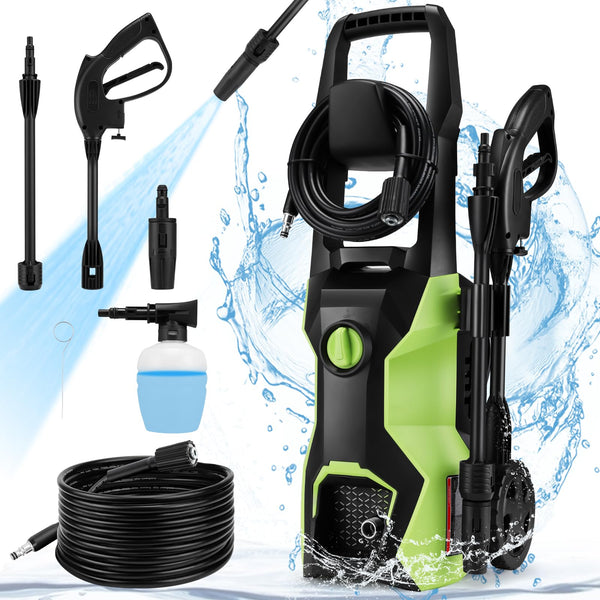 Suyncll 5000 Electric Pressure Washer, Professional Electric Pressure Cleaner Machine with Adjustable Spray Nozzles, 500ml Foam Cannon, 20 Ft Hose & 35 Ft Wire, IPX5 Car Wash Machine/Car/Driveway