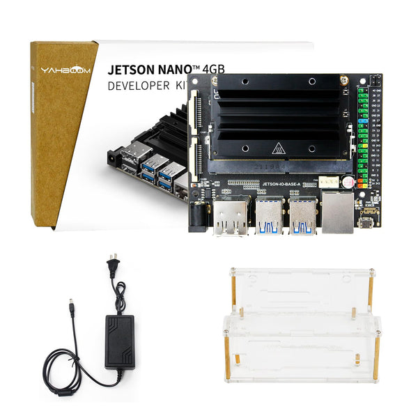 Yahboom Jetson Nano 4GB SUB Developer Kit Power Adapter Acrylic Case Suitable for AI Electronic Projects (Nano B01 SUB, Basic Kit)