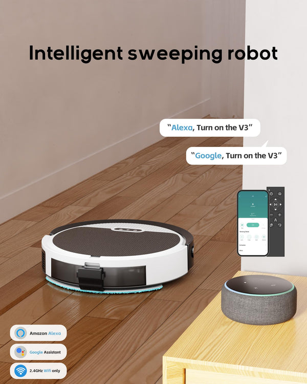 Kipvvo V3 Robot Vacuum and Mop Combo,3 in 1 Ultra Thin 5000Pa Powerful Suction Self-Charging Automatic Robot Vacuum Cleaners for Home,APP/Voice/WiFi/Alexa Control for Multi Surface Cleaning