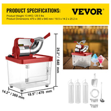 VEVOR 110V Commercial Ice Crusher 661LBS/H, ETL Approved 300W Electric Snow Cone Machine with Dual Blades, Stainless Steel Shaved Ice Machine with Safety On/Off Switch for Family, Restaurants, Bars