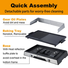 Tesslux XL Electric Indoor Grill, 20” Non-stick Griddle Combo, 1600W Fast Heating, Dual Temperature Control, Detachable for Easy Cleaning