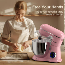 CEBORY 3-IN-1 Electric Stand Mixer, 6.5QT Bowl 660W 10-Speed Kitchen Mixer, Household Food Mixers include Dough Hook, Beater and Whisk, Bread Cake Mixer for Baking and Most Home Cooks, Pink