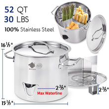 ARC 52-Quart Stainless Steel Tamale Steamer Pot w/Easy-fill Water Spout, Seafood Crab Steamer with Divider and Rack, 13 Gallon