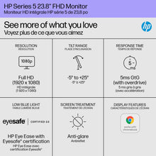 HP Series 5 24 inch FHD Monitor, Full HD Display (1920 x 1080), IPS Panel, 99% sRGB, 1500:1 Contrast Ratio, 300 nits, Eye Ease with Eyesafe Certification, 524sw (2024)