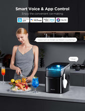 GoveeLife Smart Ice Maker Countertop, Portable Ice Machine with Voice Control, 9 Ice Cubes in 6 Minutes 3 Sizes, 26lbs/24Hrs, Self Cleaning RGB Lights, Quiet Ice Maker with Scoop for Kitchen Black