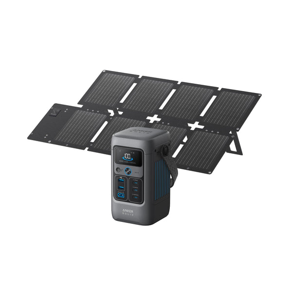 Anker SOLIX C200 DC Power Bank Station (60,000mAh) and 60W Solar Panel, 192Wh Portable Power Station, LiFePO4 Battery, 200W Solar Generator, for Outdoor, Camping, Traveling, and Emergencies