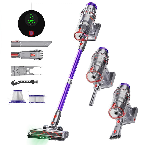 MBYULO Cordless Vacuum Cleaner 600W 55Kpa Vacuum Cleaners for Home, Powerful Stick Vacuum Max 60Min. OLED Color Screen Anti-Tangled Vacuum Cleaner 1.6L for Hardwood Floor,Carpets,Pet Hair DQ01-B