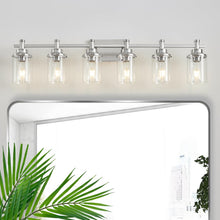 Aixialin 6-Light Bathroom Vanity Light, Brushed Nickel Bathroom Lights Fixtures Over Mirror, Vanity Lights Wall Mount with Clear Glass Shade, Modern Wall Sconce for Bathroom