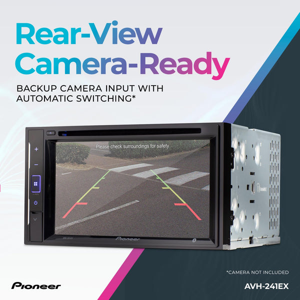 Pioneer AVH-241EX Double-Din CD/DVD Receiver, with Amazon Alexa via The Pioneer Vozsis App, Bluetooth and Backup Camera Compatibility, 6.2” Resistive Touchscreen