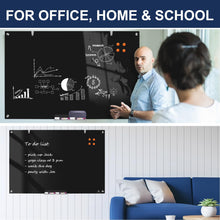 TSJ OFFICE Glass Dry-Erase Board - 48 x 32 Inches Wall Mounted Black Glass Magnetic Whiteboard, Large Frameless Glass White Board for Office, Home & School