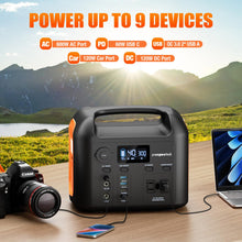 Portable Power Station, 600W (1200W Peak) 299Wh LiFePO4 Solar Generator Pure Sine Wave 110V AC Car Outlets PD 60W QC3.0 Backup Power Supply Bank for Camping, Blackout, CPAP