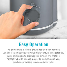 Shine Multi-Batch Compact Cold Press Juicer SMB-1, Hands-Free, Hopper Continuous Feed, Portable