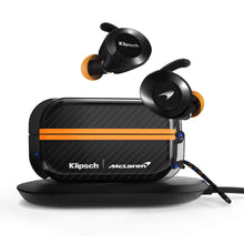 Klipsch T5 II True Wireless Sport Earphones McLaren Edition with Dust/Waterproof Case & Earbuds, Best Fitting Ear Tips, Ear Wings, 32 Hours of Battery Life, & Wireless Charging Case,Black