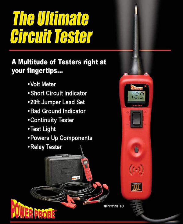 Power Probe III w/Case & Acc - Red (PP319FTCRED) [Car Automotive Diagnostic Test Tool, Digital Volt Meter, AC/DC Current Resistance, Circuit Tester]