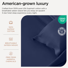 Threadmill Supima Cotton Queen Sheets - 1000 Thread Count, 4 Piece Luxury Bed Sheets, Sateen Weave Hotel Quality with Elasticized Deep Pocket, Folkstone Blue