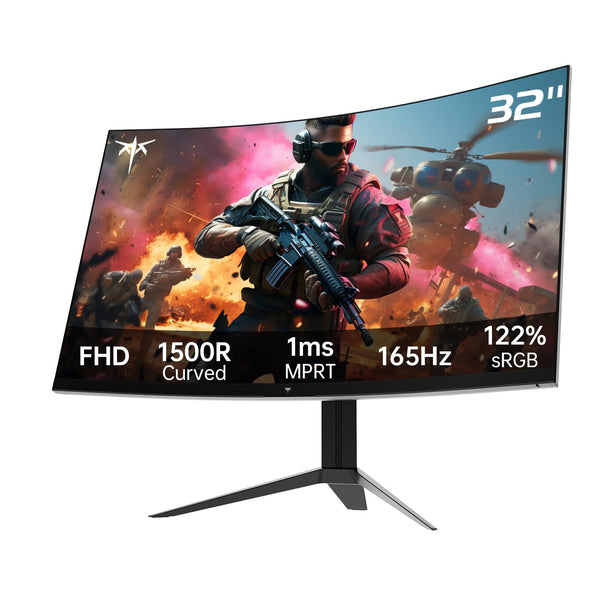 KTC 32 Inch FHD 1080p Curved Gaming Monitor - VA 1500R Curved Monitor, 165Hz 1ms MPRT, FreeSync & G-Sync, 122% sRGB, DP/HDMI, VESA, HDR10 for Gaming Home Office Business PC Monitor