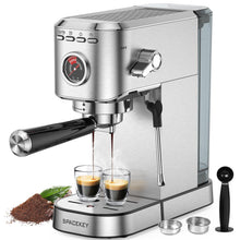 Spacekey Espresso Machine 20 Bar, Professional 1350W Espresso Maker with Milk Frother, Compact Stainless Steel Cappuccino & Latte & Americano Maker with 39oz Removable Water Tank, Silver