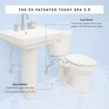 TUSHY Spa Self-Cleaning Warm Water Toilet Bidet Attachment. Adjustable Nozzle, Angle & Pressure Control. Easy DIY Home Install, Requires Sink Access for Optional Warm Water Control. (Biscuit/Platinum)