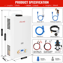 Tankless Water Heater Propane,2.64GPM 10L Outdoor Portable Water Heater,with 2 GPM Water Pump, Instant Propane Water Heater with Digital Display Multi-Protection for Camping Trips Boat Cabins