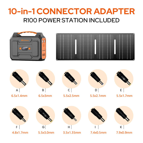 Portable Solar Generator with Panel, 100W Portable Power Station with 40W Panel, 110V AC Outlet Camping Solar Power Bank 146Wh Lithium Battery Pack for Home Use RV Van Outdoor Power Outage Backup