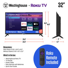 Westinghouse Roku TV - 32 Inch Smart Television, 720P LED HD with Wi-Fi Connectivity and Mobile App, Flat Screen Compatible with Apple Home Kit, Alexa and Google Assistant