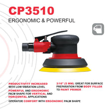 Chicago Pneumatic CP3510 - Air Random Orbital Sander Tool, Home Improvement, Woodworking Tools, Polisher, Rust Removal, Heavy Duty, Non-Vacuum, Hook & Loop, 5 Inch (125 mm), 0.28 HP / 210 W - 12000 RPM