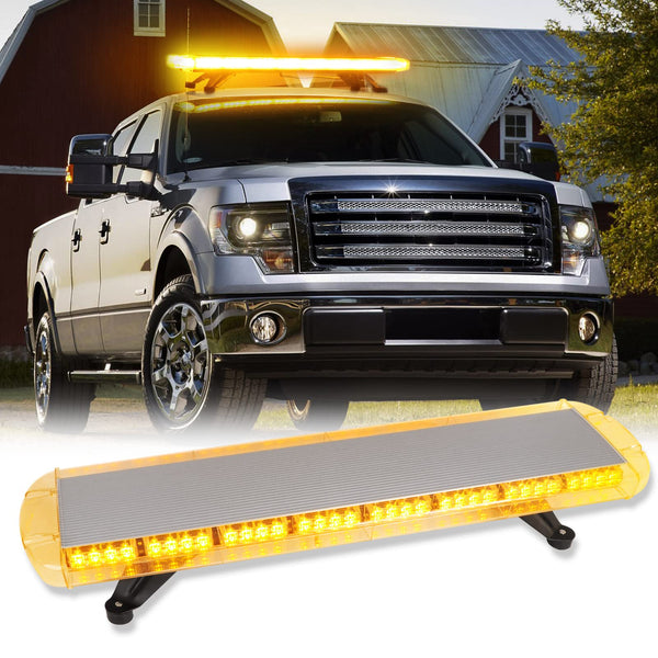 SMALLFATW Rooftop LED Light Bar Strobe Lights for Trucks 38" 72 LED 16 Flashing Modes IP65, Aluminium Housing Heavy Duty Bolt Mount Emergency Lights for Vehicles, Car Emergency Kit, Amber