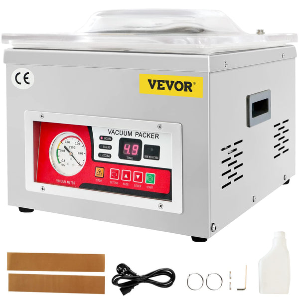 VEVOR Chamber Vacuum Sealer, DZ-260A 6.5 cbm/h Pump Rate, Excellent Sealing Effect with Automatic Control, 110V/60Hz Professional Foods Packaging Machine Used for Fresh Meats (260W)