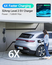 Level 2 EV Charger(32A, 240V, NEMA 14-50 Plug), Portable SAE Electric Car Charger with 25ft EV Charger Extension Cord, Adjustable Current, Home Outdoor Level 2 Mobile Electric Vehicle Charging Station