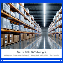 Barrina 8ft LED Bulbs, T8 T10 T12 LED Tube Lights, Single Pin FA8 96