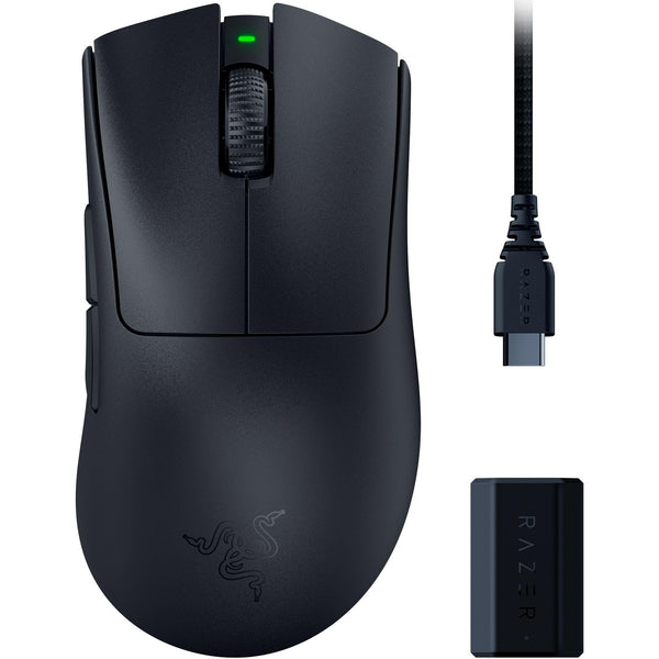 Razer DeathAdder V3 Pro Wireless Gaming Mouse + Hyperpolling Wireless Dongle: 63g Ultra Lightweight - Focus Pro 30K Optical Sensor - Optical Switches Gen-3-5 Programmable Buttons - Black