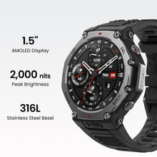 Amazfit T-Rex 3 Military Smart Watch 48mm, Fitness Watches with GPS (with Privacy), AI, Voice Control, Offline Maps, for Android or iPhone, 170 Sports Modes, 328ft Water-Resistant, Black