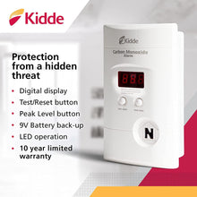 Kidde Carbon Monoxide Detector, Plug In Wall with 9-Volt Battery Backup, Digital LED Display - 4 Pack