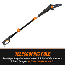 WEN 4019 6-Amp 8-Inch Electric Telescoping Pole Saw, Corded electric - Black&orange