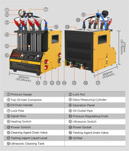 Fuel Injector Cleaner Tester CT160 Heated Injection Systems Cleaners 4-Cylinder Petrol Injection Nozzle Cleaner Tester With Atomization Observation,Injection Volume Detection,Tightness Test 110V/220V