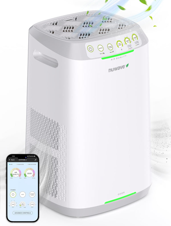 Nuwave Air Purifiers for Home Large Room, Washable and Reusable Bio Guard Filter, Air Purifier for Allergies, Smoke, Dust, Pollen, Removes up to 100% Particles 3x Smaller Than HEPA, Sleep Mode