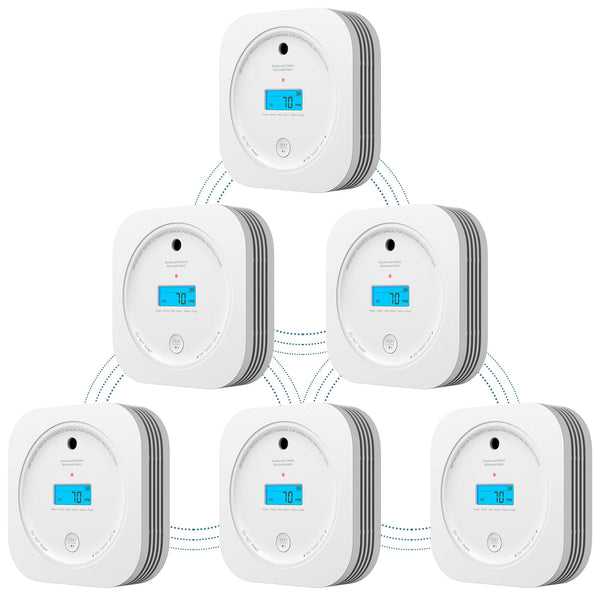 AEGISLINK Interlinked Smoke Carbon Monoxide Detector Combo, Smoke and CO Detector Battery Powered, Wireless Interconnected Smoke and CO Alarm, Digital Display