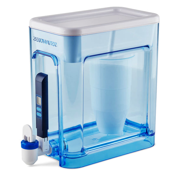 ZeroWater 22-Cup Ready-Read 5-Stage Water Filter Pitcher Dispenser with 5-Stage 0 TDS Zero Water Filter – IAPMO Certified to Reduce Metals, Chlorine, Lead, Chromium, and Forever Chemicals PFOA/PFOS