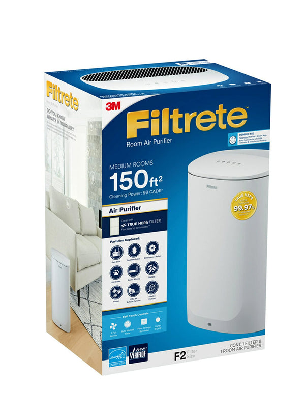 Filtrete Air Purifier, Small/Medium Room True HEPA Filter, Captures 99.97% of Airborne particles such as Smoke, Dust, Pollen, Bacteria, Virus for 150 Sq. Ft., Office, Bedroom, Kitchen and more