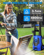 FIOCCO Electric Pressure Washer, 4800PSI Max 3.1 GPM Portable Power Washer with 35FT Cord, 20FT Hose, 4 Quick Nozzles, Foam Cannon High Power Washers Electric Powered for Car, Garden, Patio, Navy